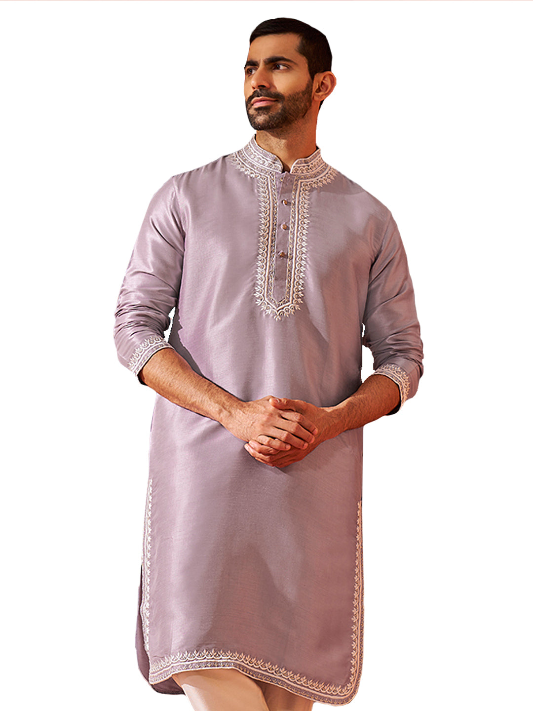 Men's Purple Silk Blend Kurta