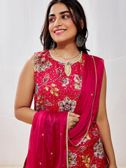 Women's Magenta Kurta Sharara Set