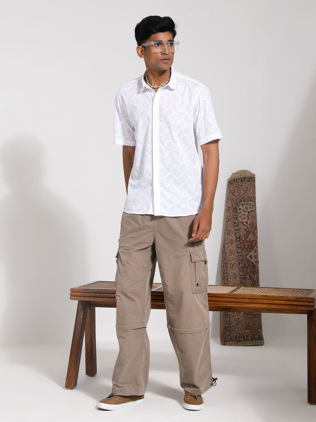 Men's White Cotton Ethnic Shirt