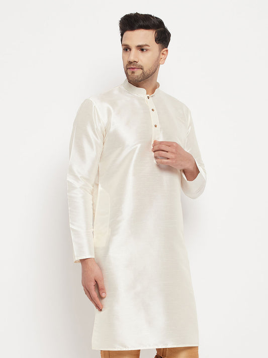 Men's White Silk Blend Kurta