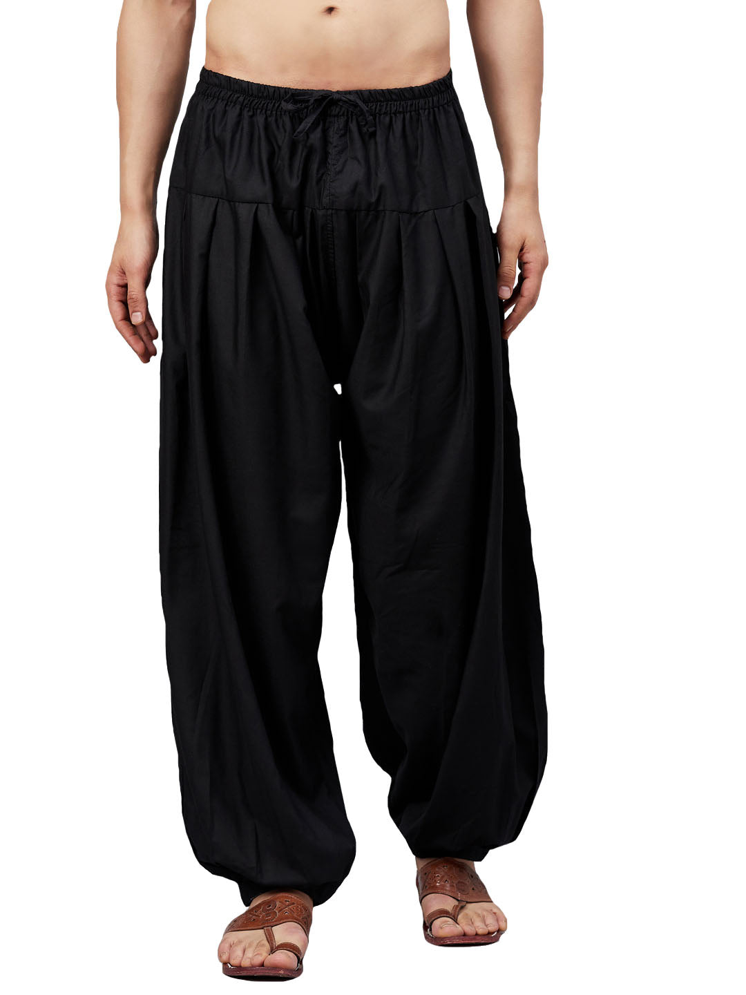 Men's Black Cotton Linen Blend Pyjama