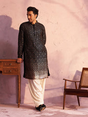 Men's Black Georgette Kurta