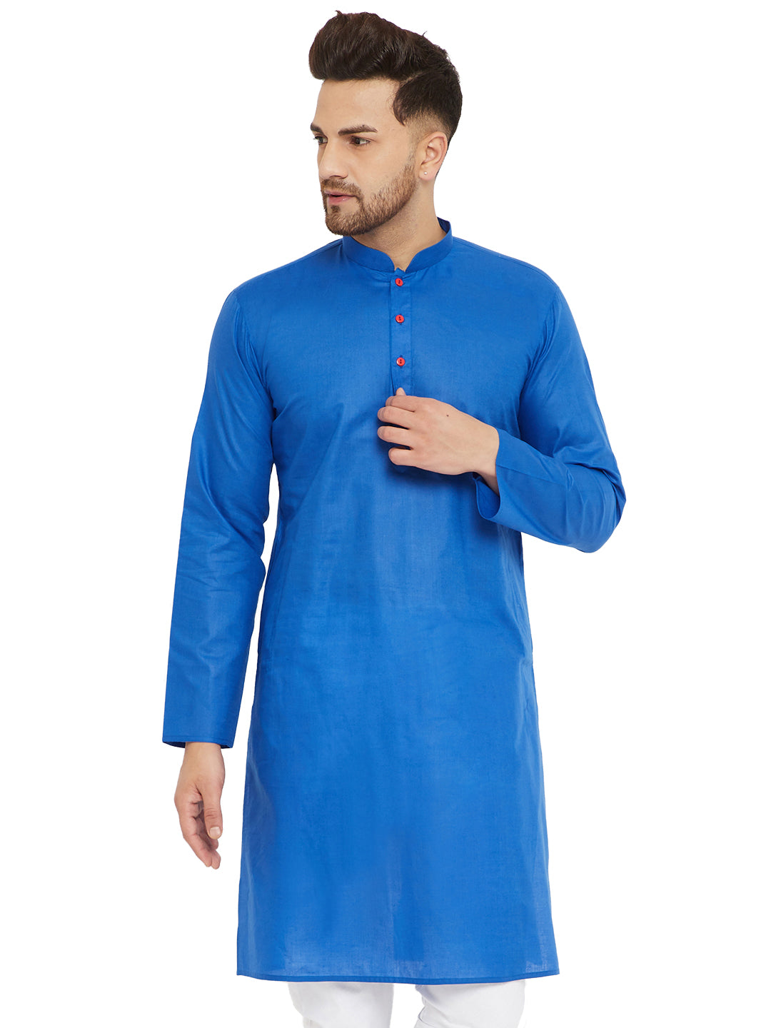 Men's Blue Cotton Kurta