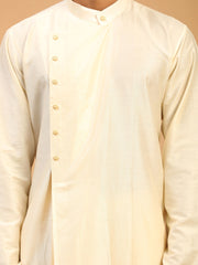 Men's Cream Viscose Blend Kurta Pyjama Set