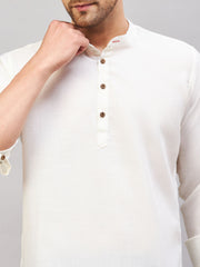 Men's Cream Cotton Blend Kurta