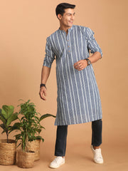 Men's Indigo Blue Cotton Kurta