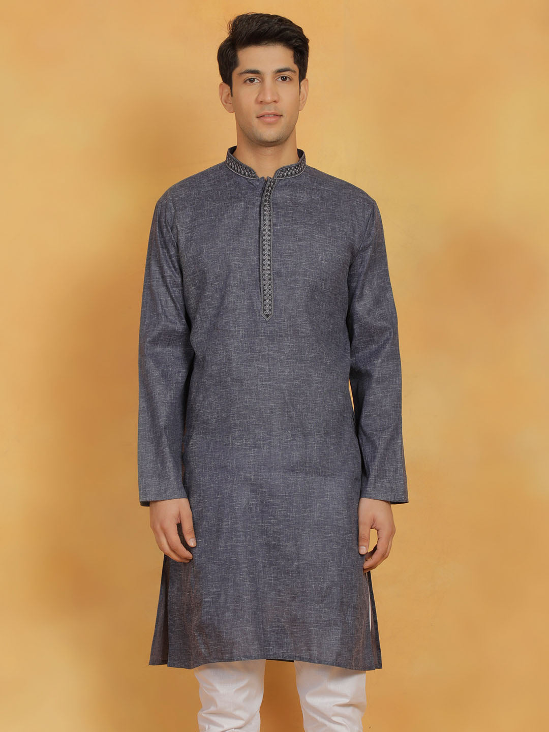 Men's Navy Blue Cotton Kurta