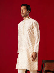 Men's Peach Silk Blend Kurta