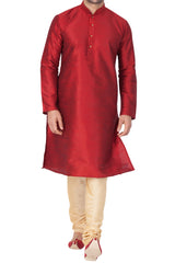 Men's Maroon Silk Blend Kurta Pyjama Set