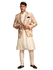 Men's Cream Viscose Ethnic Combo Set