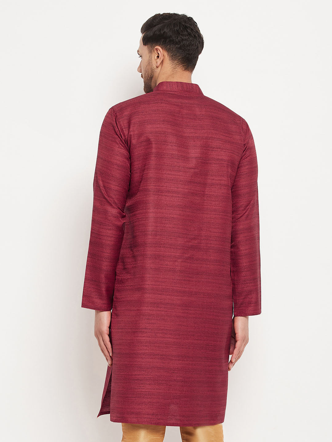 Men's Maroon Silk Blend Kurta