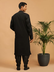 Men's Black Georgette Kurta and Dhoti Set