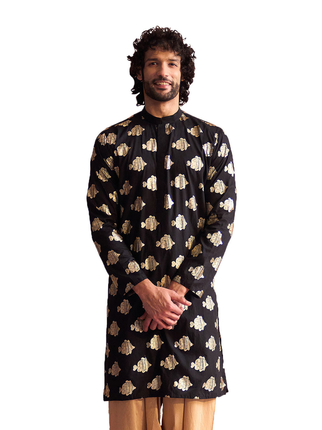 Men's Black Viscose Kurta