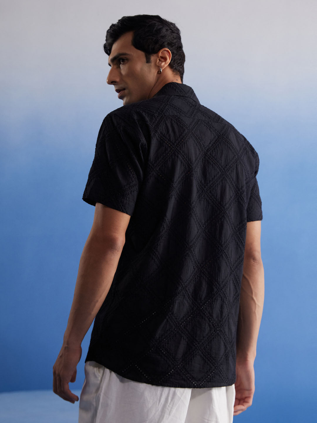 Men's Black Cotton Ethnic Shirt