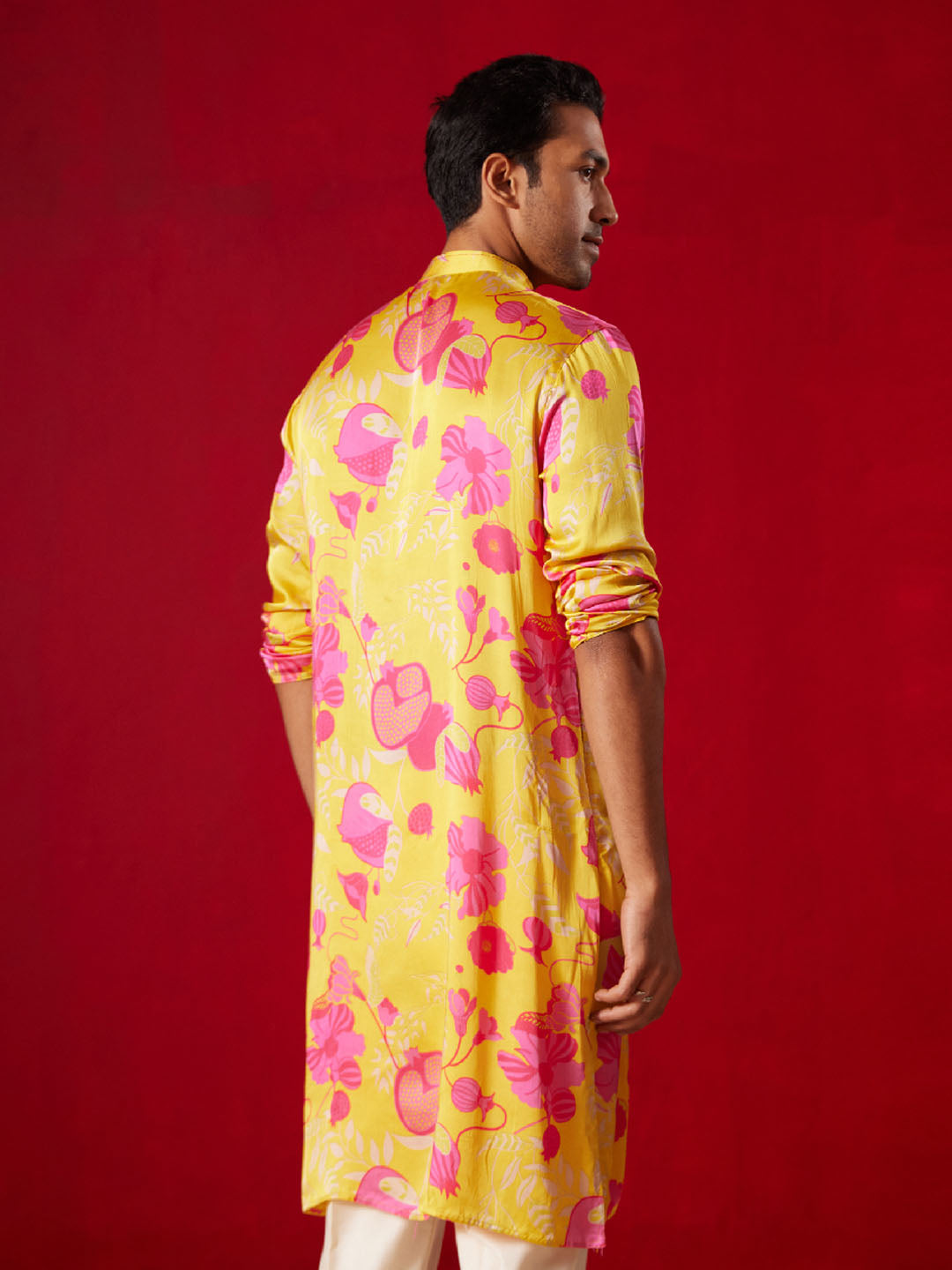 Men's Yellow Cotton blend Kurta