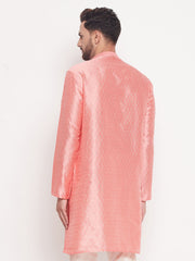 Men Pink Silk Blend Kurta