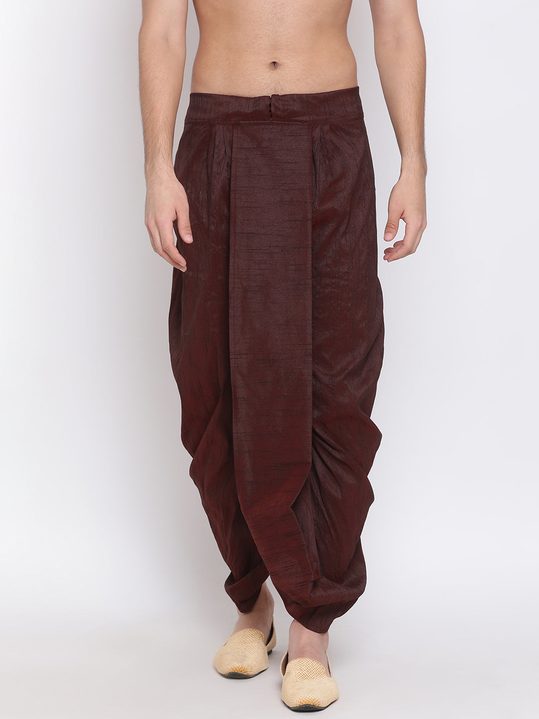 Men's Wine Silk Blend Dhoti