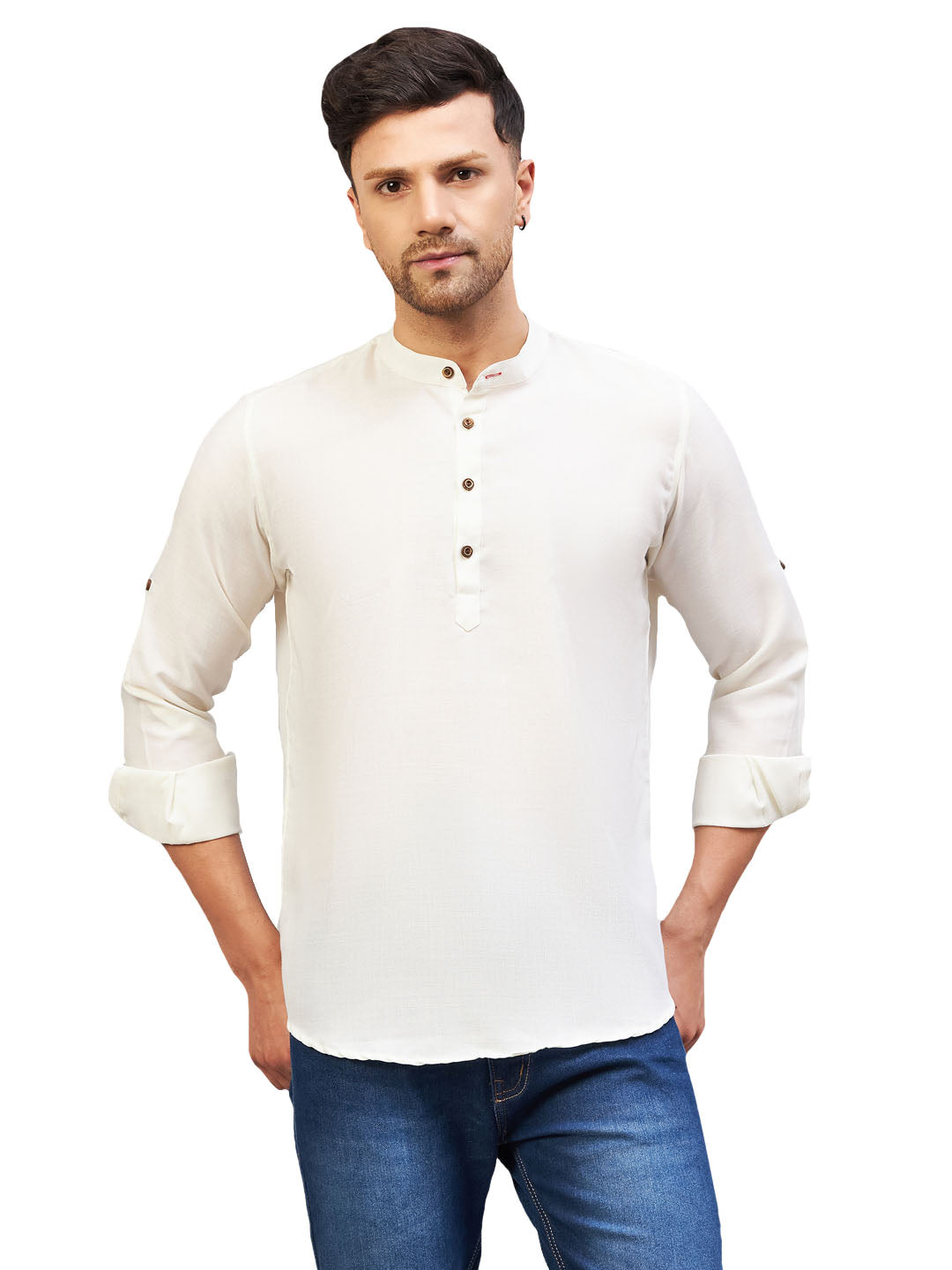 Men's Cream Cotton Blend Kurta