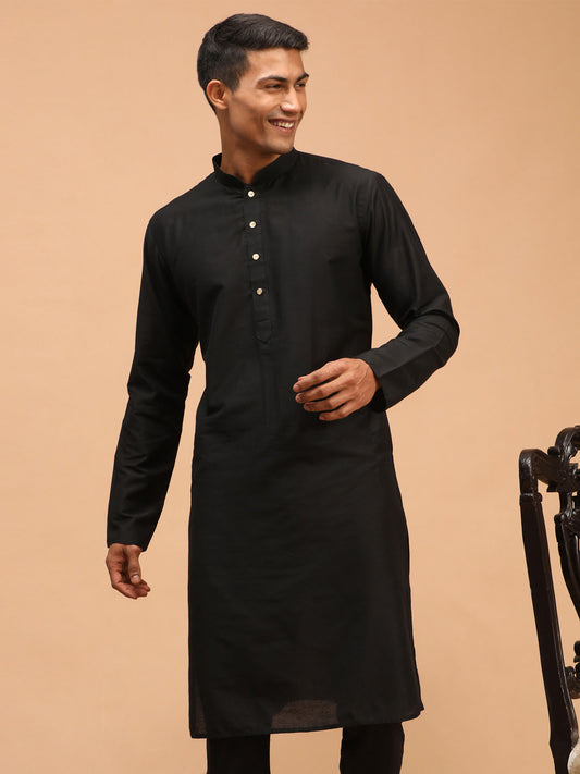 Men's Black Viscose Kurta