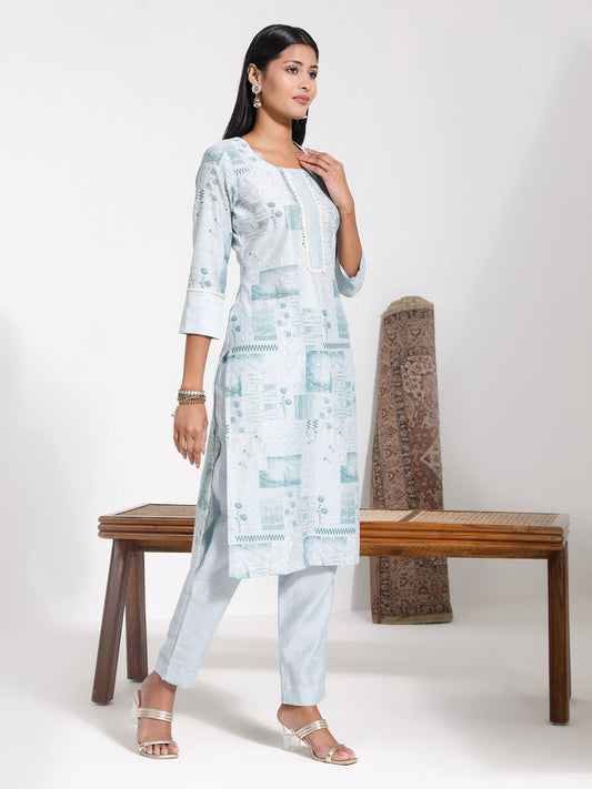 Women's Aqua Blue Kurta Set