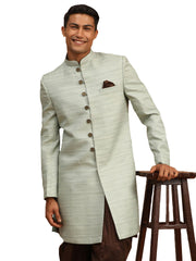 Men's Mint Green Silk Blend Sherwani Only Top