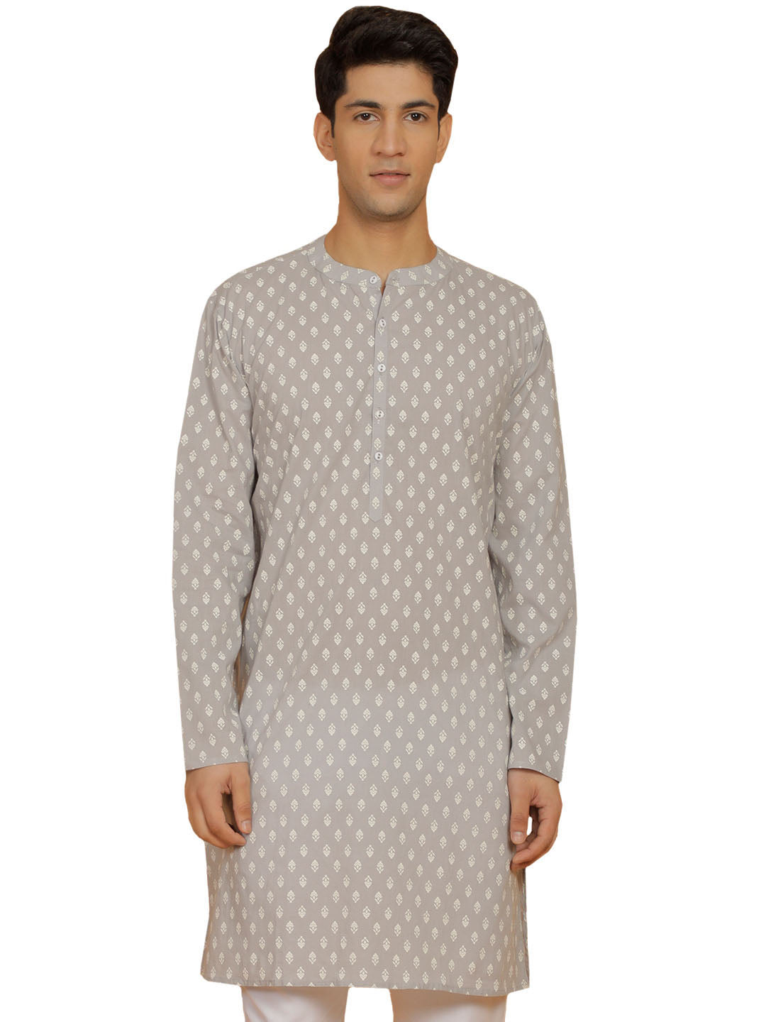 Men's Gray Cotton Kurta