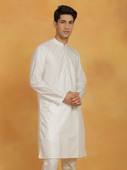 Men's Off White Cotton Silk Kurta