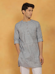 Men's Gray Cotton Kurta