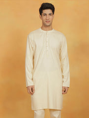 Men's Cream Linen Cotton Kurta