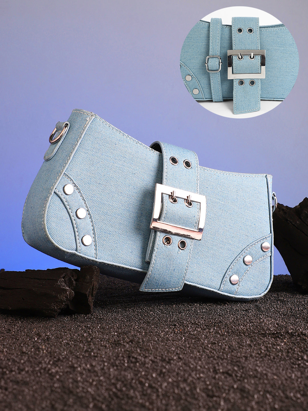 Women's The Denim Shoulder Bag - Light Blue