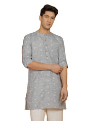 Men's Gray Cotton Kurta