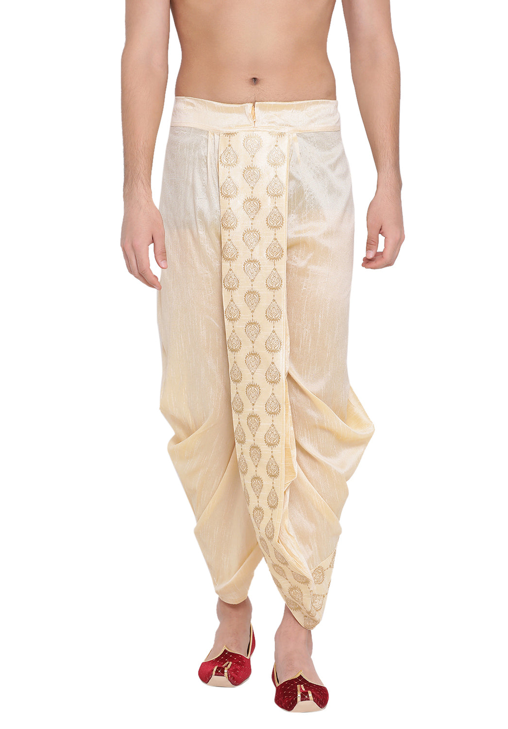 Men's Gold Silk Blend Dhoti