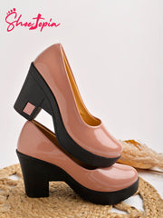 Shoetopia Solid Peach Pumps For Women & Girls