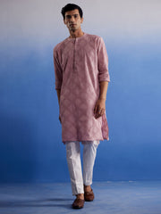 Men's Pink Cotton Kurta Pyjama Set