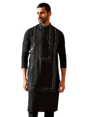 Men's Black Silk Blend Kurta