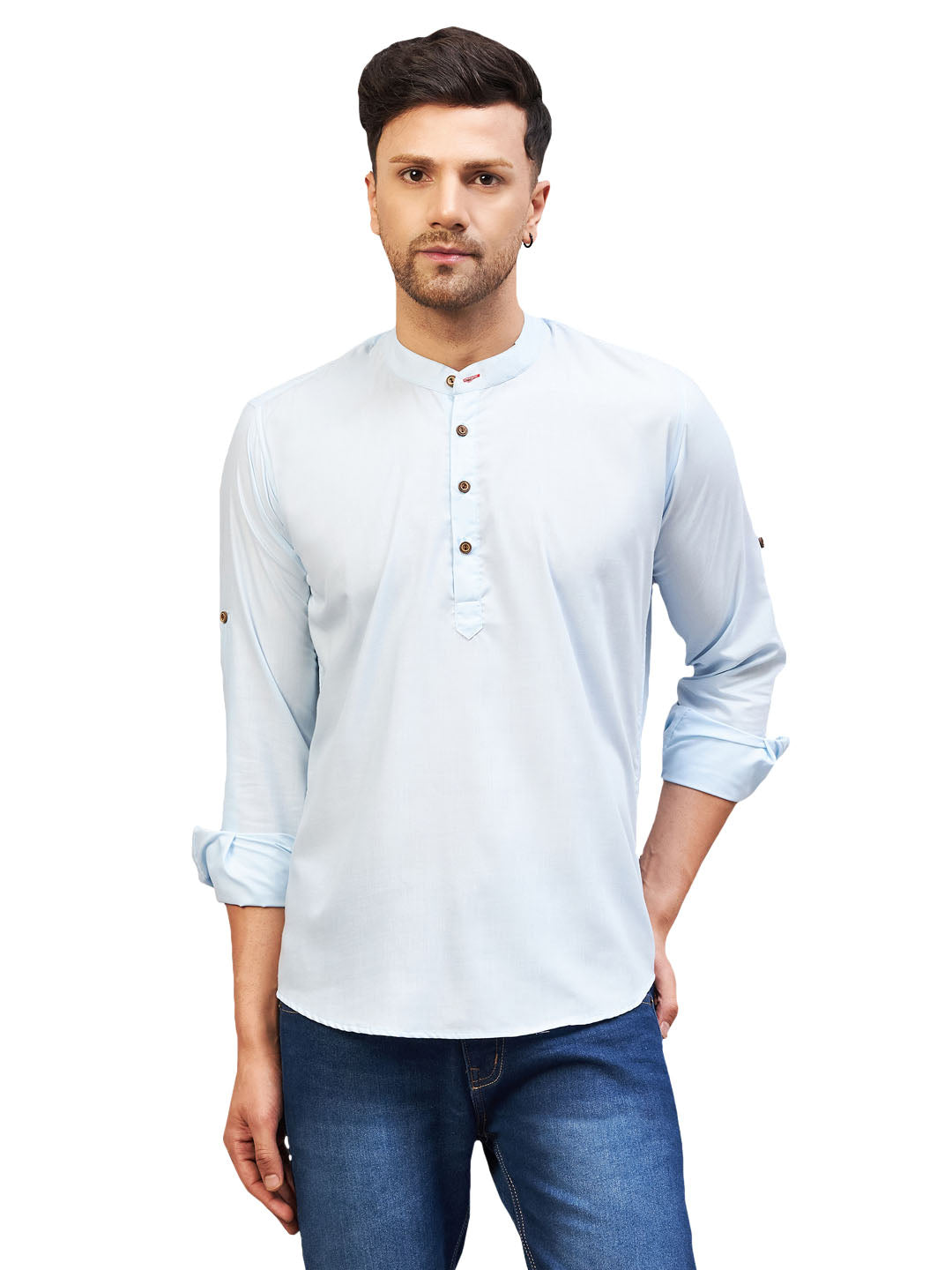 Men's Aqua Cotton Blend Kurta