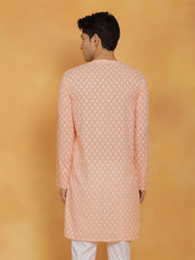 Men's Peach Cotton Kurta