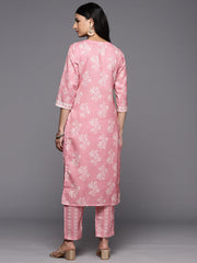 Pink Digital Printed Kurta  Paired With Printed Straight Trouser