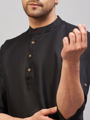 Men's Black Cotton Blend Kurta