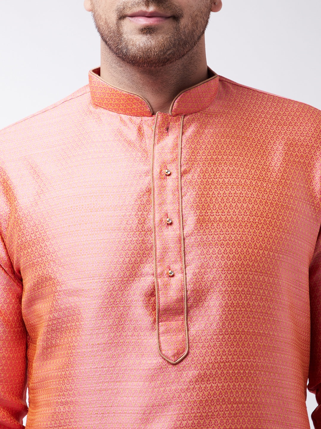 Men's Pink Silk Blend Kurta