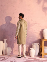 Men's Green Silk Blend Kurta Pyjama Set