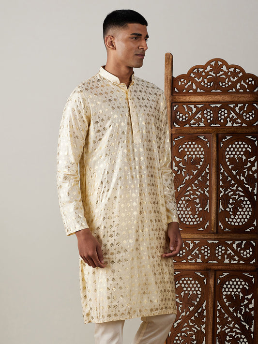 Men's Gold Viscose Kurta