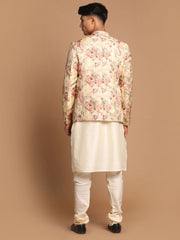 Men's Cream Viscose Ethnic Combo Set