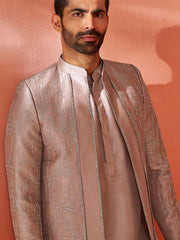 Men's Rose Gold Silk Blend Sherwani Only Top