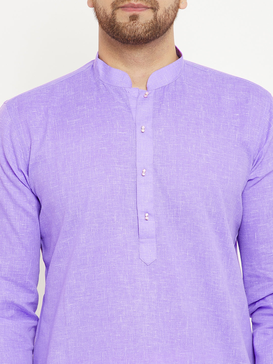 Men's Purple Cotton Blend Kurta