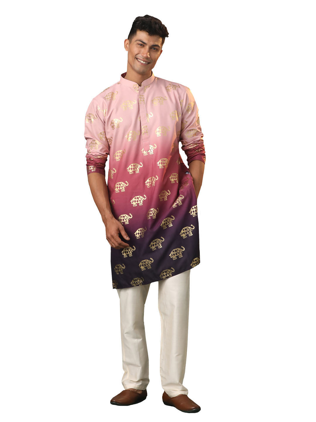 Men's Purple Rayon Kurta Pyjama Set