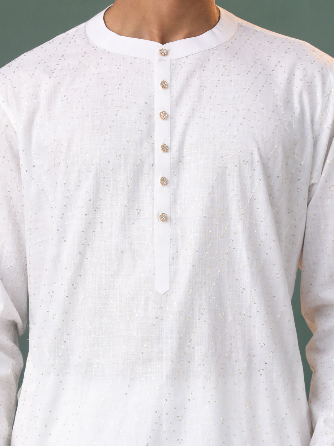 Men's White Cotton Kurta Pyjama Set