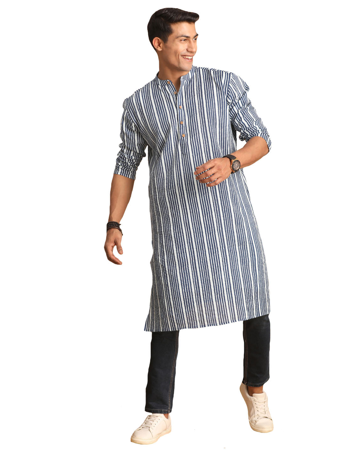 Men's Indigo Blue Cotton Kurta