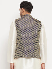 Men's Blue Silk Blend Nehru Jacket