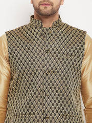 Men's Black Silk Blend Nehru Jacket